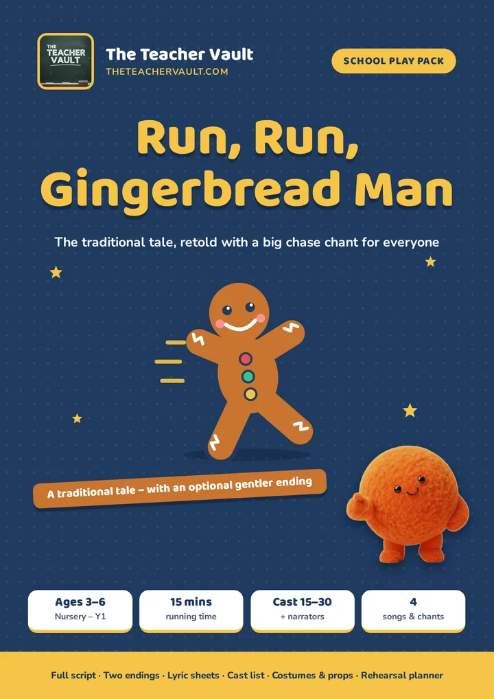 Run, Run, Gingerbread Man school play pack cover